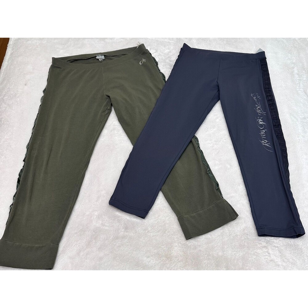 DEHA 2 Pair Leggings Pants Sz S & M Olive Navy Stretch Activewear